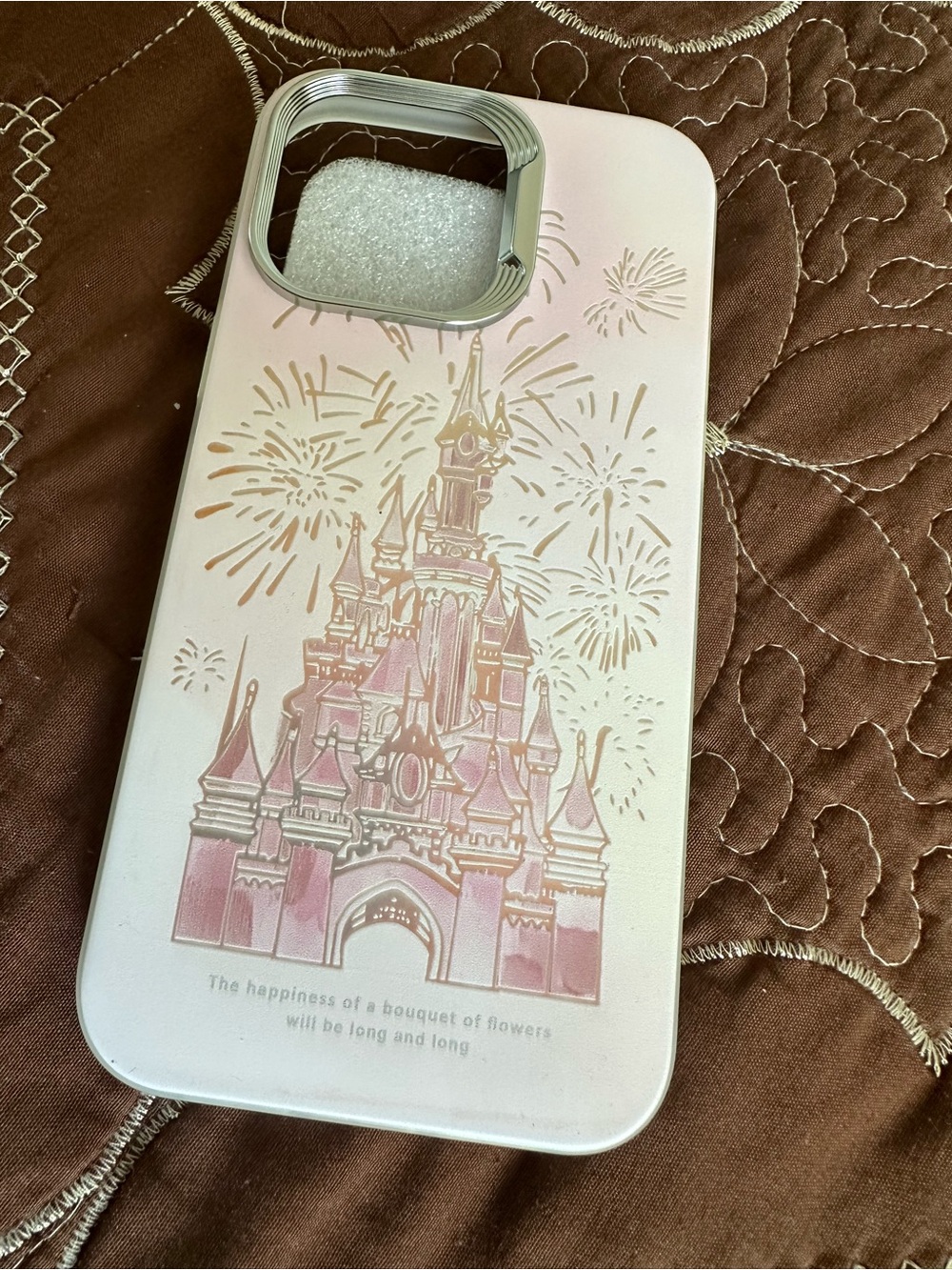 Pink Castle Phone Case with Fireworks Design